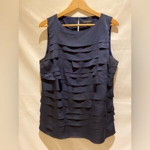 Banana Republic Sleeveless Cameron Laser Cut Navy top, size L